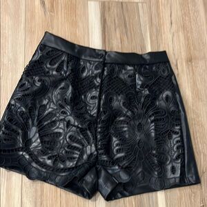 Black Faux Leather Laser-Cut Women’s Shorts